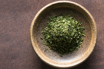 Dried Cilantro in a Bowl