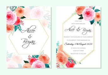  wedding card with floral watercolor