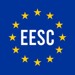 EESC, European Economic and Social Committee sign illustration with the European flag
