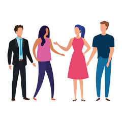 Obraz premium meeting of business people avatar characters vector illustration design