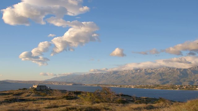 Timelapse of the cloud developement over Velebit mountain, sen from Nin, Croatia