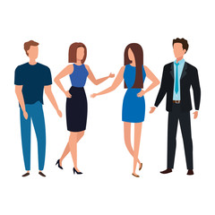 meeting of business people avatar characters vector illustration design