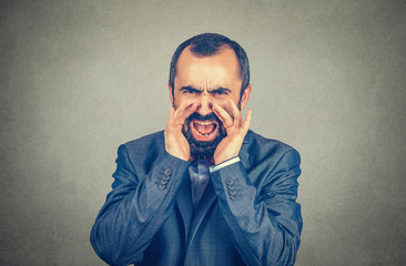 headshot displeased angry man screaming