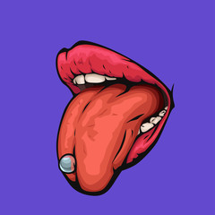 woman mouth stroke on violet