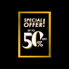 Discount Special Offer up to 50% off Label Vector Template Design Illustration