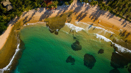 Aerial view of beaches in Barra Grande, one of the most visited tourist destinations on the Maraú peninsula, in the south of the state of Bahia. Brazil