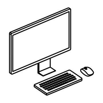 computer desktop device line style icon vector illustration design