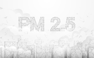 Pollution PM2.5 in the capital city. Toxic haze in the city. Vector illustration