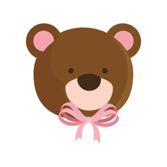 face of cute teddy bear isolated icon vector illustration design