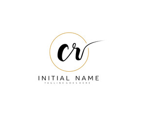 C R CR Initial handwriting logo vector. Hand lettering for designs.