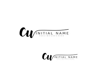 C U CU Initial handwriting logo vector. Hand lettering for designs.