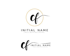C F CF Initial handwriting logo vector. Hand lettering for designs.