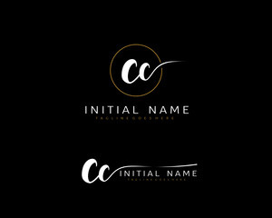 C CC Initial handwriting logo vector. Hand lettering for designs.
