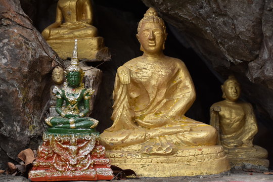Golden Buddhas and Green Buddha, Laos
