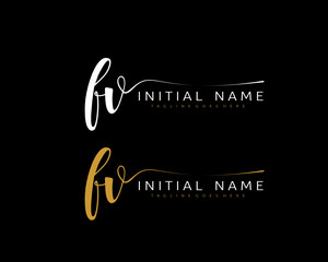 F V FV Initial handwriting logo vector. Hand lettering for designs.