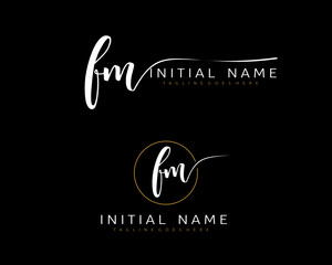F M FM Initial handwriting logo vector. Hand lettering for designs.
