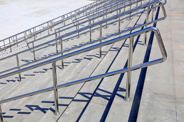 Steps and stainless steel railings