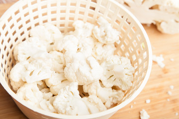 Cauliflower florets cut up 