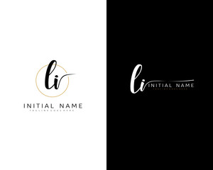 L I LI Initial handwriting logo vector. Hand lettering for designs.