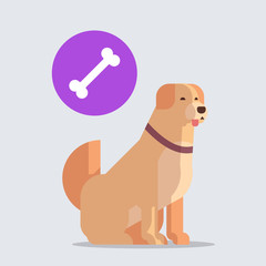 retriever icon cute dog labrador dreaming about bone furry human friends home animals concept full length vector illustration