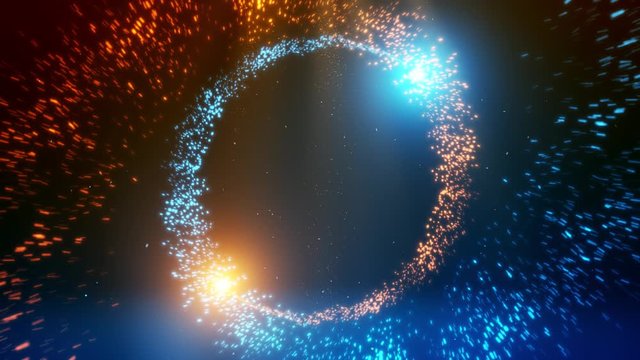 Blue Orange Particles Spiral Circles With Trail Intro Logo Background