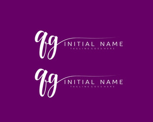 Q G QG Initial handwriting logo vector. Hand lettering for designs.
