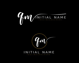 Q M QM Initial handwriting logo vector. Hand lettering for designs.