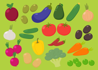 Various fresh colorful vegetables.