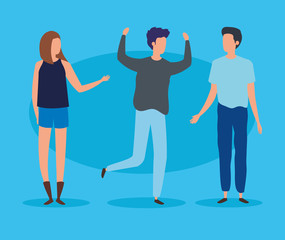 Fototapeta premium group of young people avatar characters vector illustration design