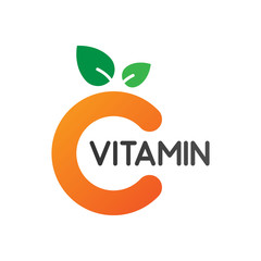  illustration vector graphic of citrus fruit like the letter C with two green leaves on it which illustrates vitamin C for a company logo or symbol