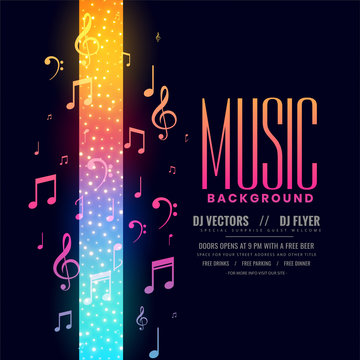 colorful music flyer party background with notes