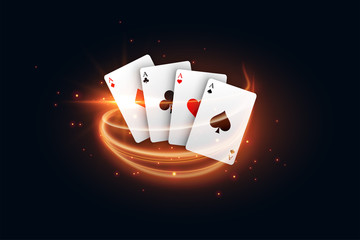 casino playing card with golden light streak - obrazy, fototapety, plakaty