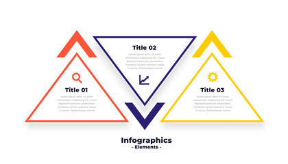 triangle shape three steps infographics template design