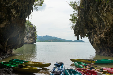 Group of tourist kayak at Ao tha lane, Krabi, Thailand 