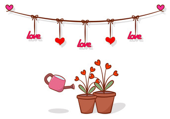 Plant with hearts, Flower of Love.  valentine concept
