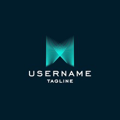 blue light logo design inspiration . spotlight logo design template . letter M logo