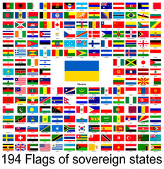 Ukraine, collection of vector images of flags of the world