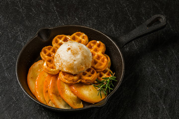 ワッフル Waffles of Dutch, French and Belgian foods