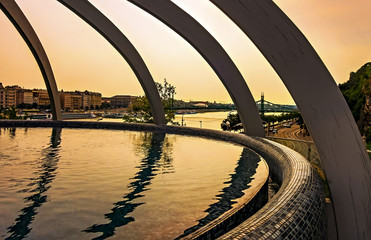 Fototapeta premium Rooftop thermal pool Rudas Bath Budapest Hungary.