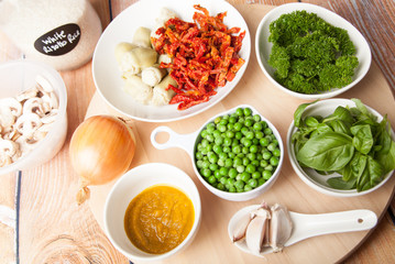 Ingredients for vegan risotto 