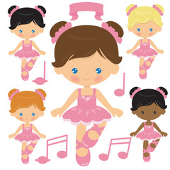 Cute ballerina vector cartoon illustration