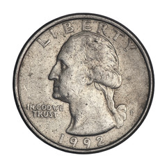american quarter dollar coin from 1992