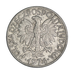 Polish five zloty coin from 1974