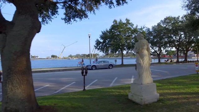 4K Drone Video of Bicycles on Waterfront in St. Pete Park