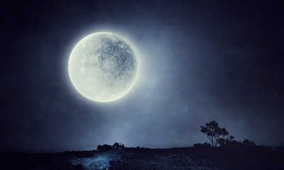 Fototapeta na wymiar Full moon background . Mixed media