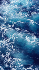 Fototapeta na wymiar Sea water, white sea foam, water texture, pacific ocean. natural background. foam composition in the dark ocean water