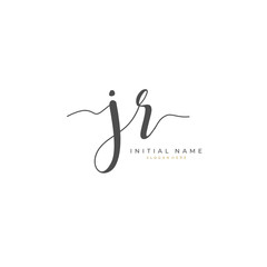  Handwritten initial letter J R JR for identity and logo. Vector logo template with handwriting and signature style.