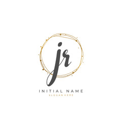  Handwritten initial letter J R JR for identity and logo. Vector logo template with handwriting and signature style.