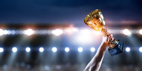 Celebrating great victory. Mixed media