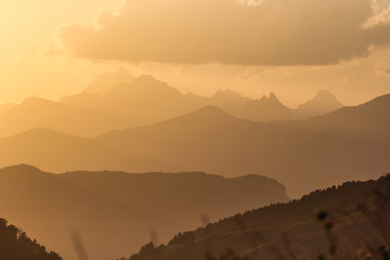 Unforgettable sunset in the Caucasus Mountains of Georgia
